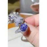 Diamond Panther Purple Gemstone Animal Bypass Ring - GiFTiFY