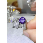 Diamond Panther Purple Gemstone Animal Bypass Ring - GiFTiFY