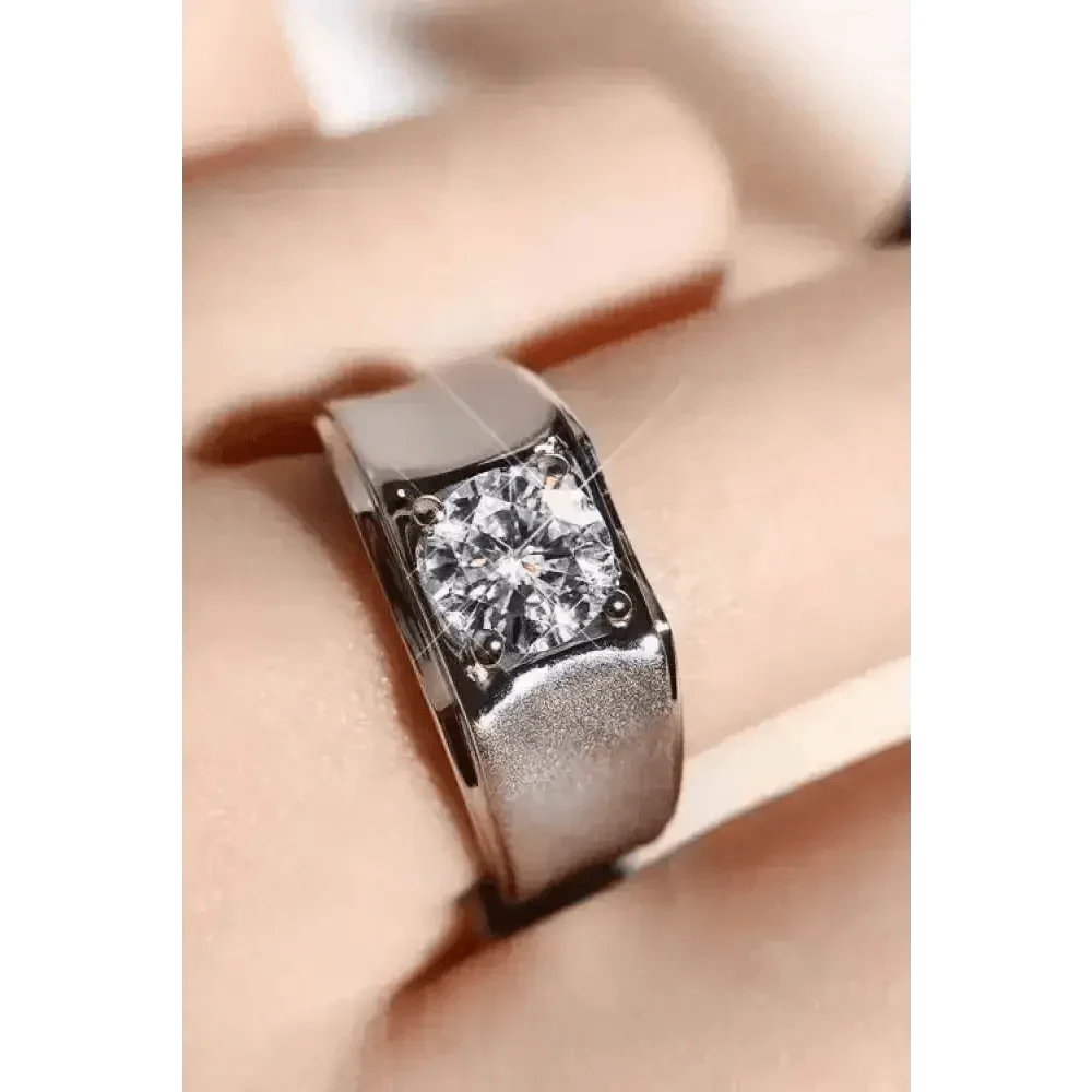 Diamond Silver Wide Band Ring - GiFTiFY