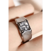 Diamond Silver Wide Band Ring - GiFTiFY