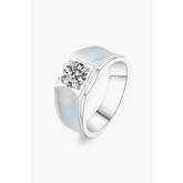 Diamond Silver Wide Band Ring - GiFTiFY