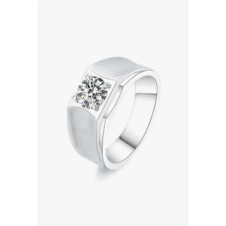 Diamond Silver Wide Band Ring - GiFTiFY
