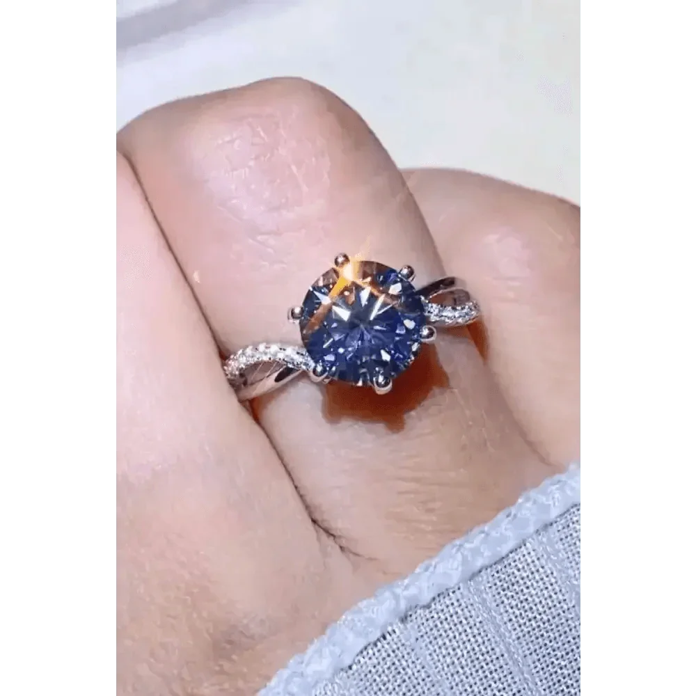 Diamond Twisted Band Ring Turn Heads 2 Carat Moissanite Ring - GiFTiFY