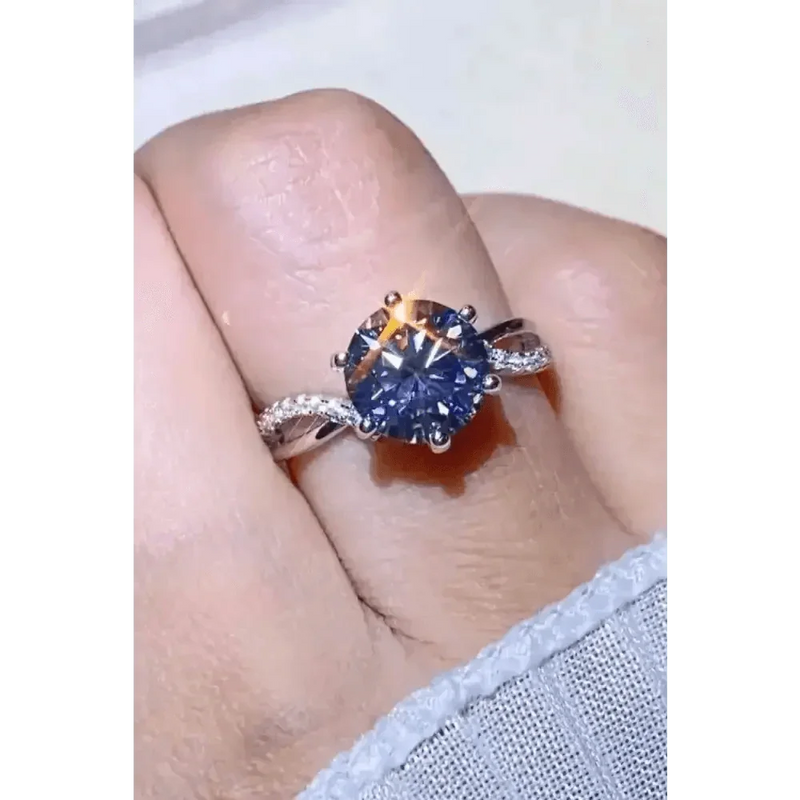 Diamond Twisted Band Ring Turn Heads 2 Carat Moissanite Ring Jewlery by Trendsi