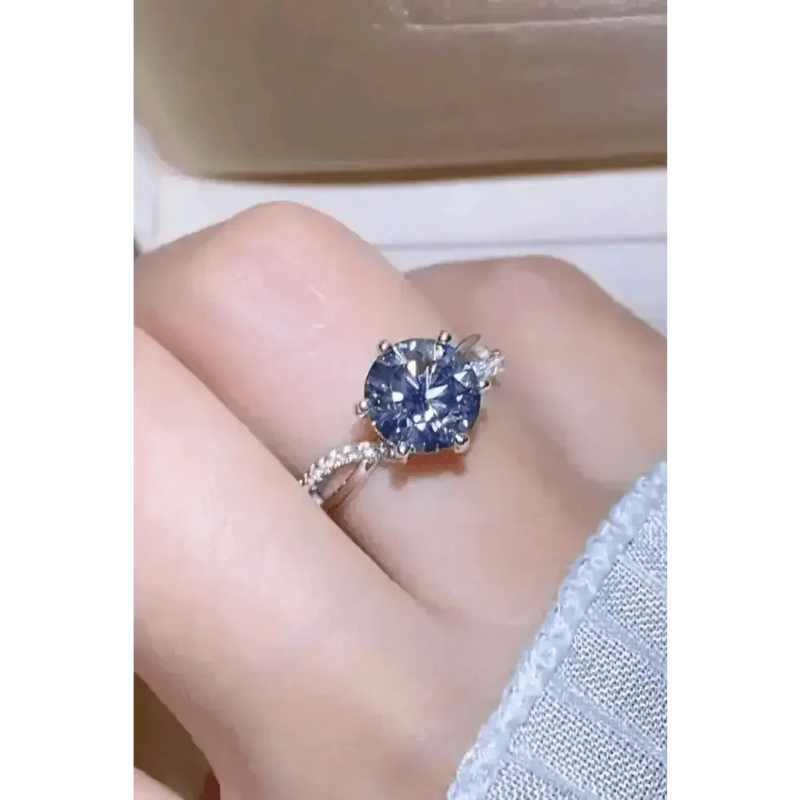 Diamond Twisted Band Ring Turn Heads 2 Carat Moissanite Ring Jewlery by Trendsi