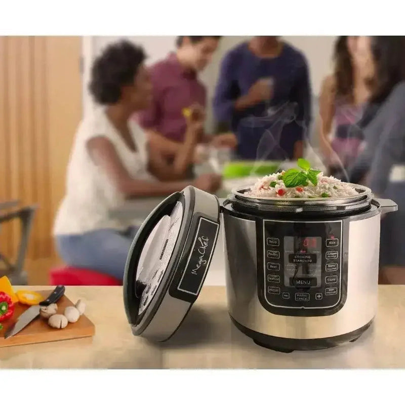 Digital Pressure Cooker, Silver, 6 quart, Multifunctional cookware, Preset Timer, Stainless Steel Electric Pressure Cooker by Dropshee