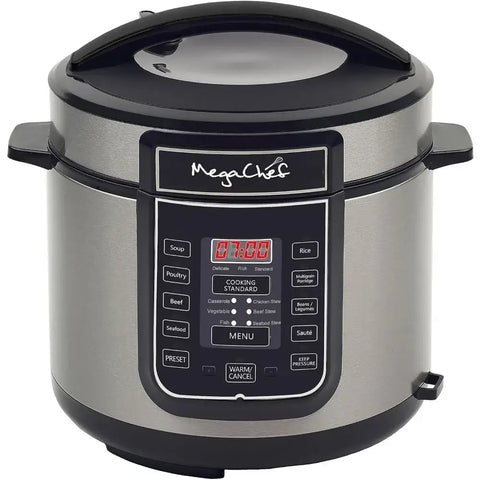 Digital Pressure Cooker Silver 6 quart Multifunctional cookware Preset Timer Stainless Steel - United States / Silver