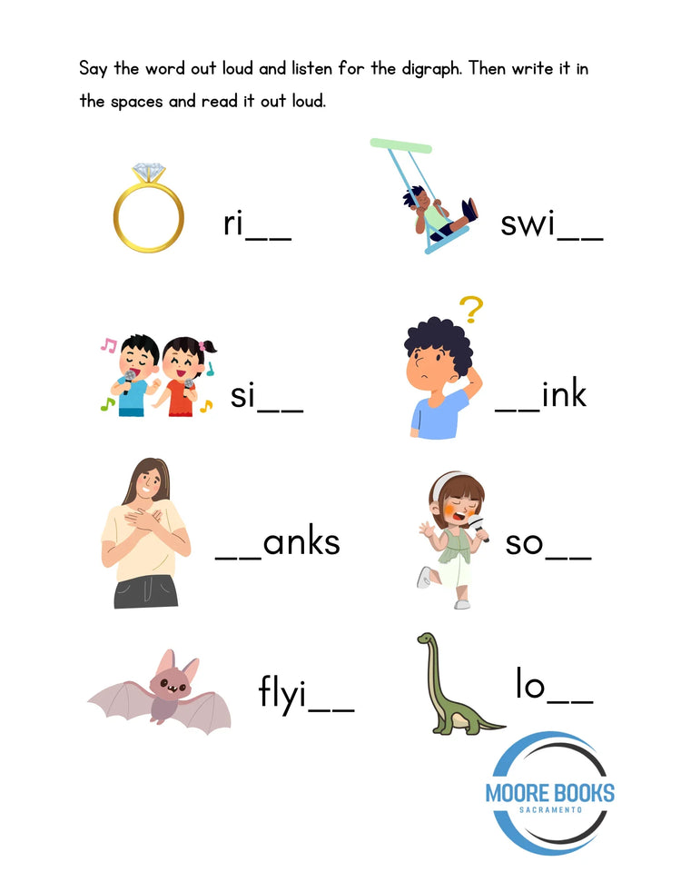 Consonant Digraphs - Printable Worksheets Plus Video - GiFTiFY
