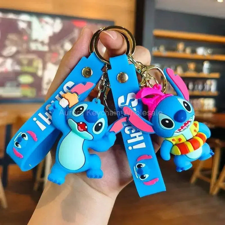 Disney Cartoon Anime Lilo and Stitch Pendant Keychains Holder Car Key Chain Key Ring Mobile Phone Bag Hanging Jewelry Gifts - GiFTiFY