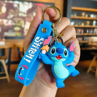 Disney Cartoon Anime Lilo and Stitch Pendant Keychains Holder Car Key Chain Key Ring Mobile