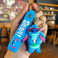 Disney Cartoon Anime Lilo and Stitch Pendant Keychains Holder Car Key Chain Key Ring Mobile