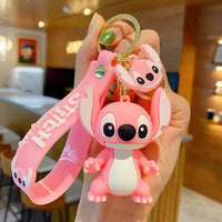 Disney Cartoon Anime Lilo and Stitch Pendant Keychains Holder Car Key Chain Key Ring Mobile