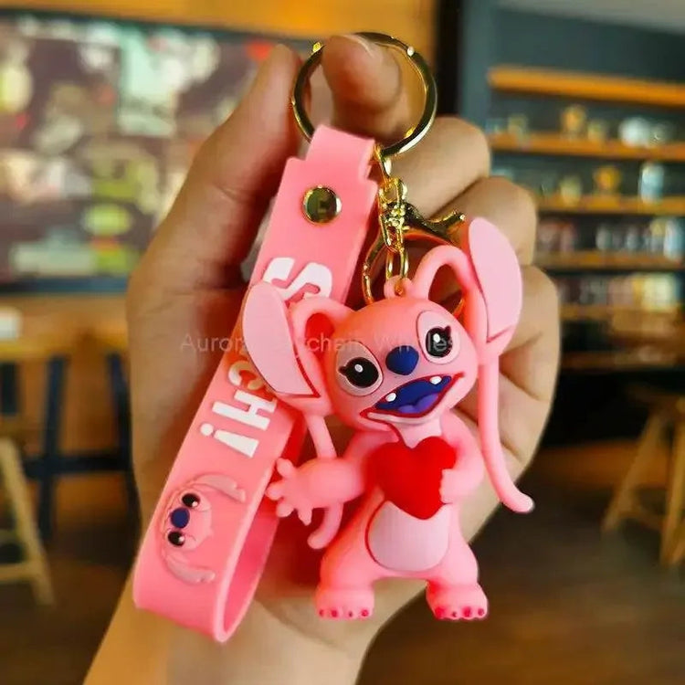 Disney Cartoon Anime Lilo and Stitch Pendant Keychains Holder Car Key Chain Key Ring Mobile Phone Bag Hanging Jewelry Gifts - GiFTiFY