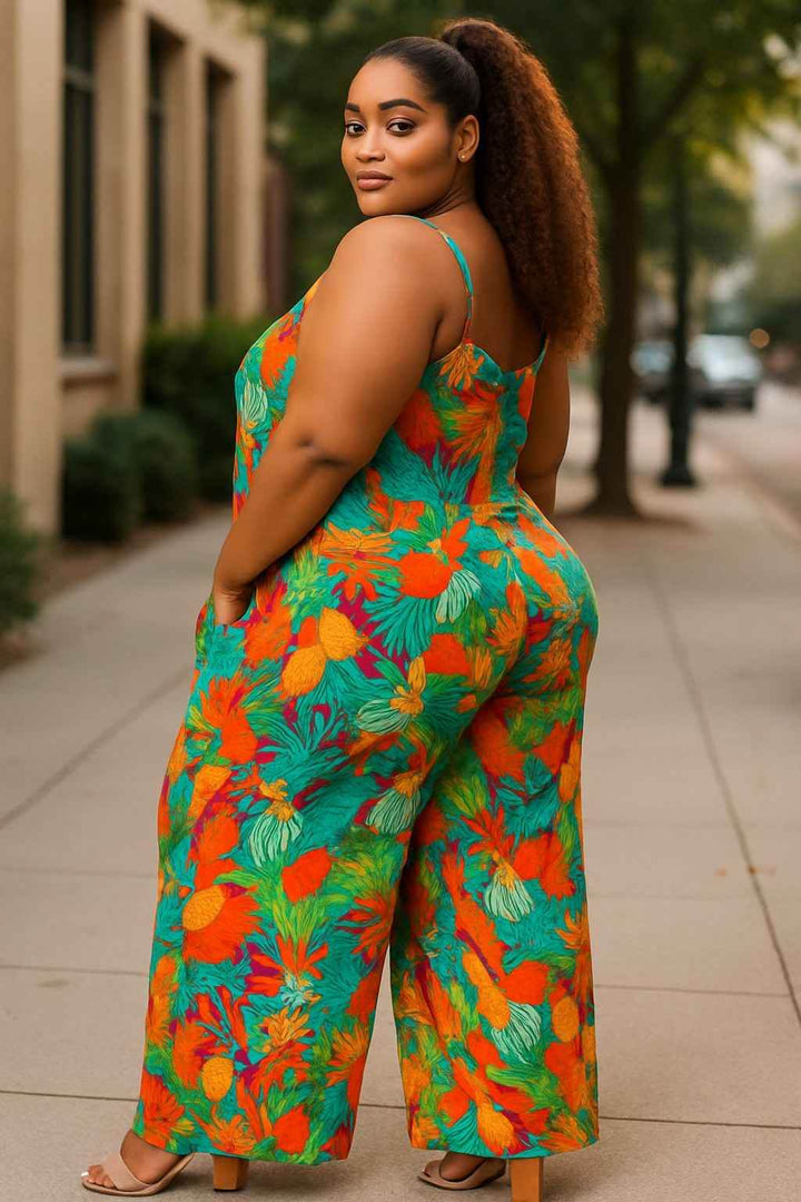 The Jenna Multi Print Jumpsuit - Plus Size - GiFTiFY