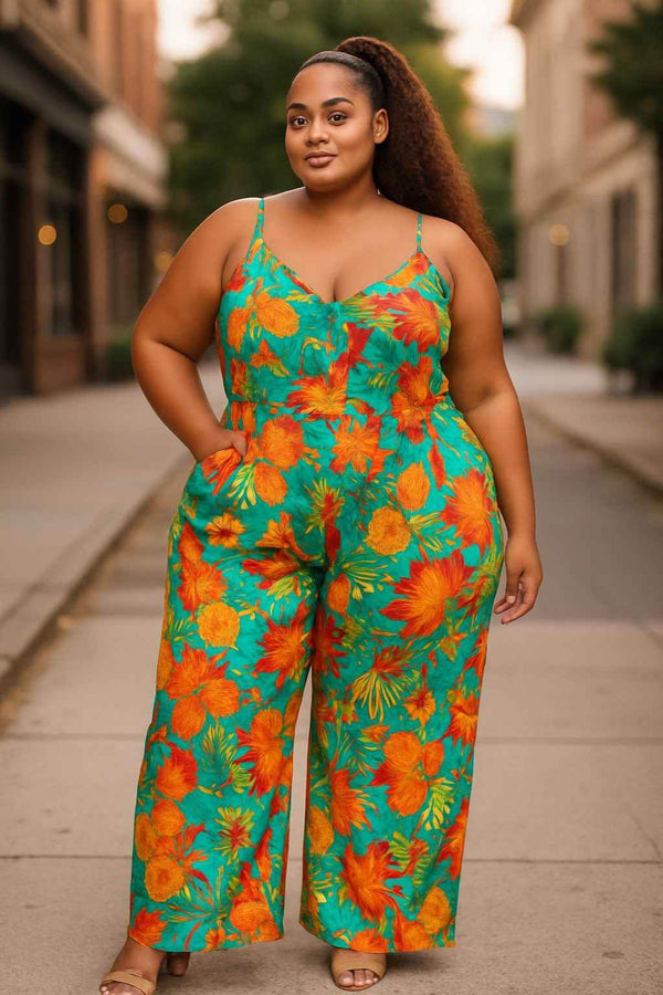 The Jenna Multi Print Jumpsuit - Plus Size - GiFTiFY
