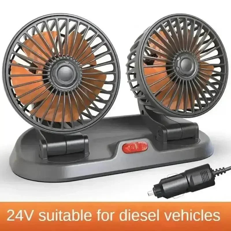 Dual Head Car Fan USB 12V 24V Adjustable Auto Accessories by DSERS