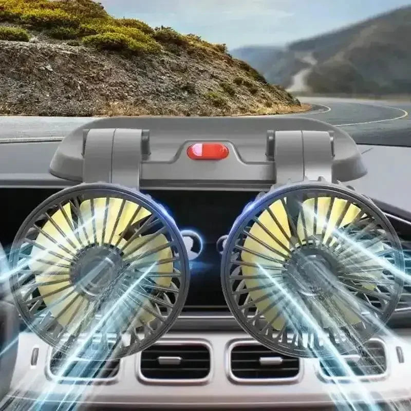Dual Head Car Fan USB 12V 24V Adjustable Auto Accessories by DSERS