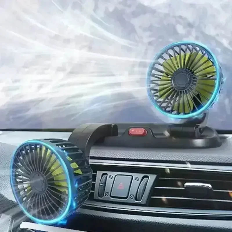 Dual Head Car Fan USB 12V 24V Adjustable Auto Accessories by DSERS