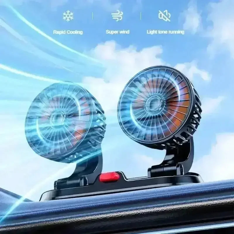 Dual Head Car Fan USB 12V 24V Adjustable Auto Accessories by DSERS