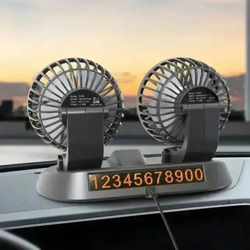 Dual Head Car Fan USB 12V 24V Adjustable Auto Accessories by DSERS