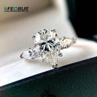 1/2/3/4ct Pear Cut All Moissanite Engagement Rings