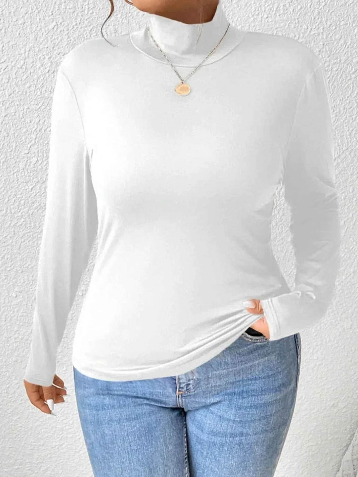 Plus Size Long Sleeve Fitted Turtleneck T-Shirt - GiFTiFY