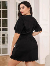 Plus Size Lace Trim Deep V Night Dress women Attire by Trendsi