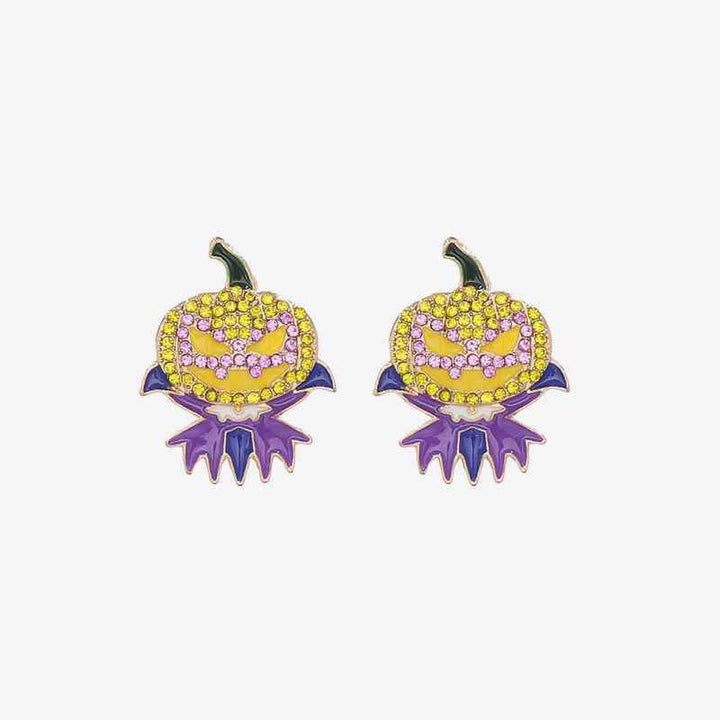 Demon Pumpkin Rhinestone Alloy Earrings - GiFTiFY