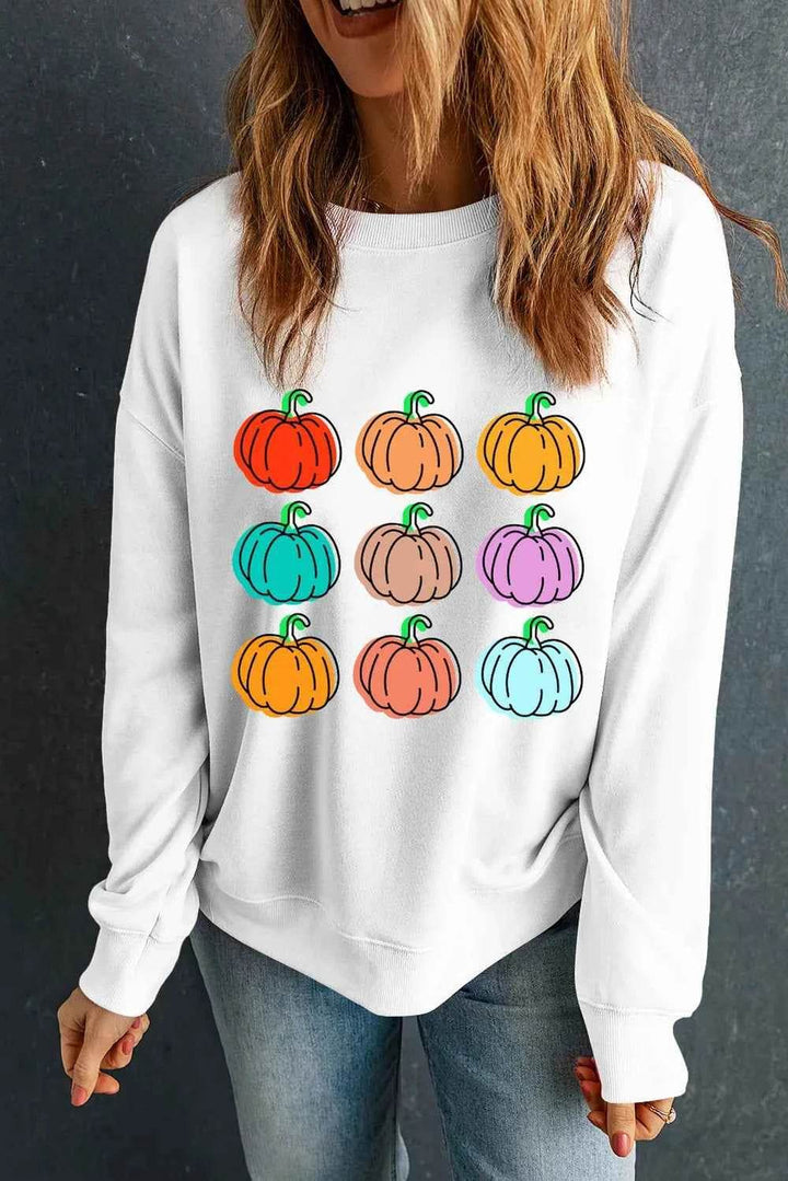 Pumpkin Graphic Long Sleeve Sweatshirt - GiFTiFY