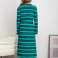 Plus Size Striped Round Neck Long Sleeve Tee Dress - GiFTiFY
