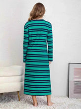Plus Size Striped Round Neck Long Sleeve Tee Dress - GiFTiFY