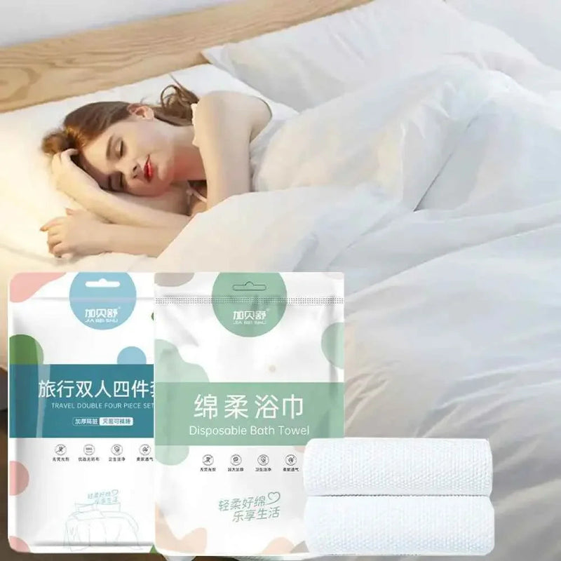 Disposable Travel Bedding Set Disposable Travel Bedding Set by Dropshee