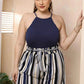 Plus Size Halter Neck Spaghetti Strap Bodysuit - GiFTiFY