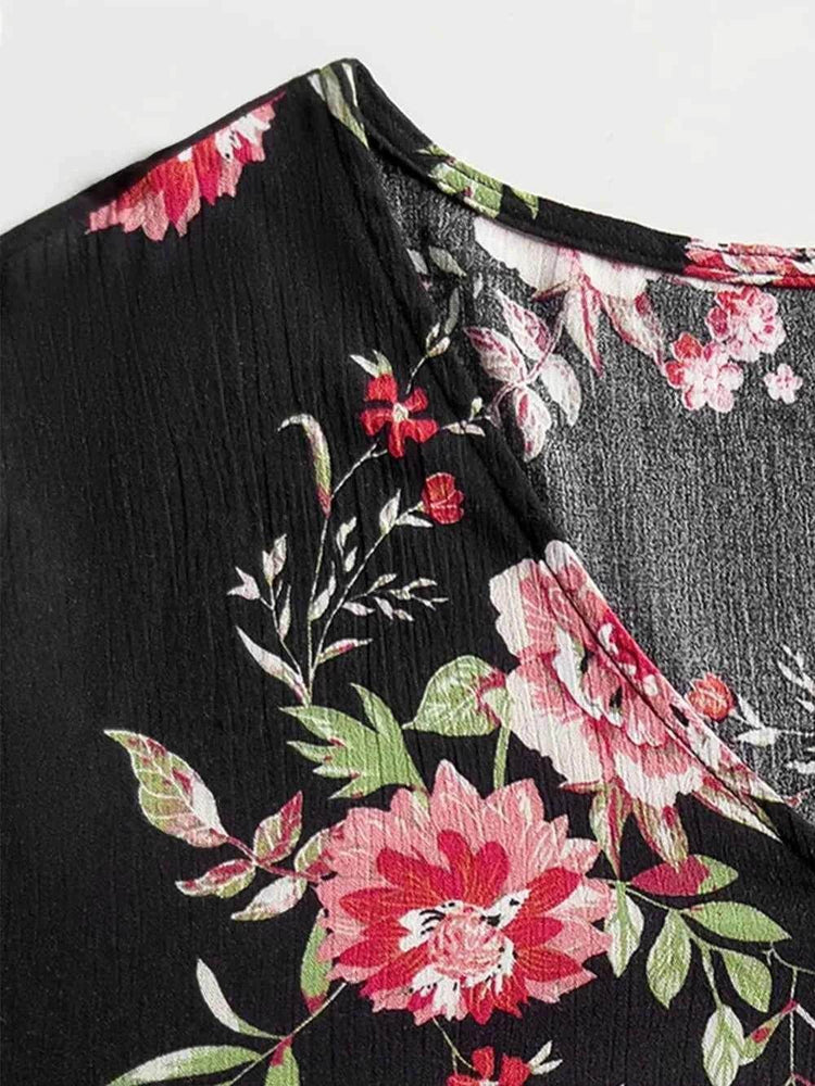 Plus Size Floral Flare Sleeve Dress - GiFTiFY