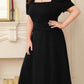 Plus Size Square Neck Puff Sleeve Midi Dress - GiFTiFY