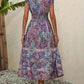 Plus Size Printed V-Neck Short Sleeve Midi Dress - GiFTiFY