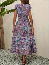 Plus Size Printed V-Neck Short Sleeve Midi Dress women Attire by Trendsi