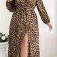 Plus Size Leopard Print Surplice Maxi Dress - GiFTiFY