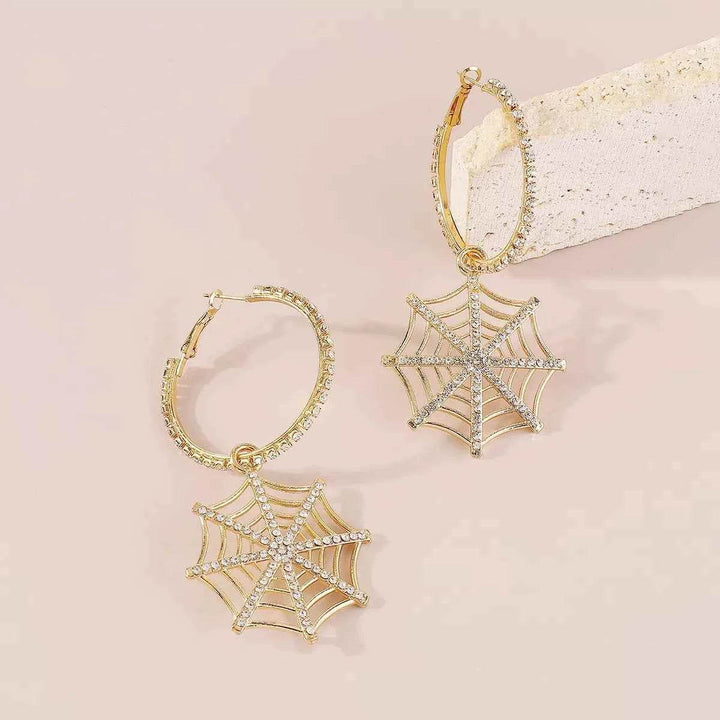 Halloween Spider Web Dangle Hoop Earrings - GiFTiFY