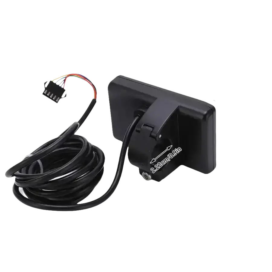 Black e-bike display with cable and connector.