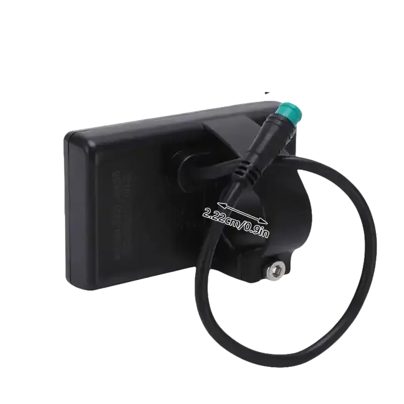 E-bike display with mounting bracket and cable.