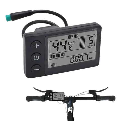 E-bike display with speed and assist level.
