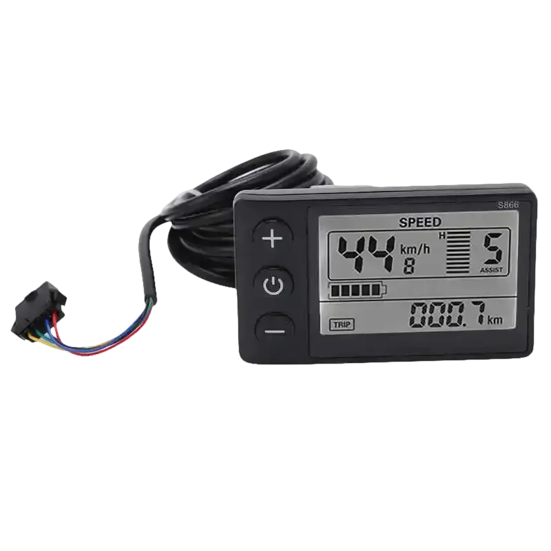 E-bike LCD display with cable.