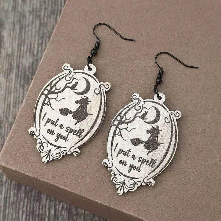 Witch Wooden Dangle Earrings - GiFTiFY