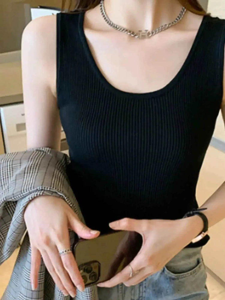 Plus Size Ribbed Scoop Neck Tank - GiFTiFY