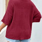 Plus Size V-Neck Ribbed Knit T-Shirt