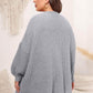 Plus Size Open Front Dropped Shoulder Knit Cardigan - GiFTiFY