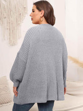 Plus Size Open Front Dropped Shoulder Knit Cardigan - GiFTiFY