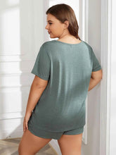 Plus Size Round Neck Short Sleeve Two-Piece Loungewear Set - GiFTiFY