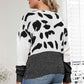 Plus Size Leopard Round Neck Long Sleeve Sweater - GiFTiFY